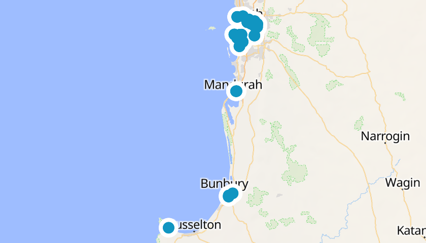Map of South Regional WA